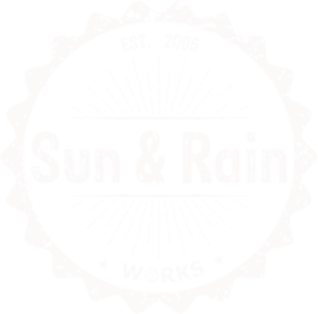 Sun & Rain Works classic logo, white
