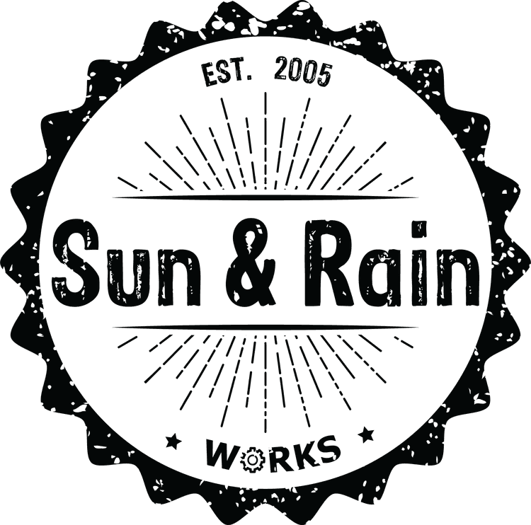 Sun & Rain Works classic logo in black, the canonical brand mark
